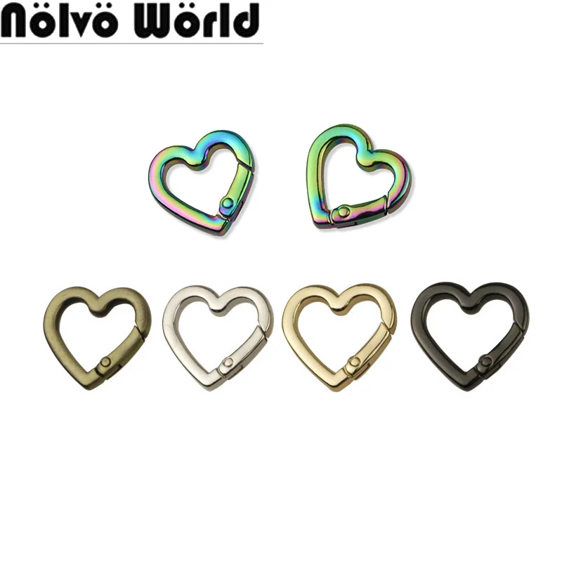 15/19MM Love Shape Metal Open O Ring Buckles For Bags Belt Strap Dog Chain Adjustment Snap Clasp Clip Trigger Hooks Accessories