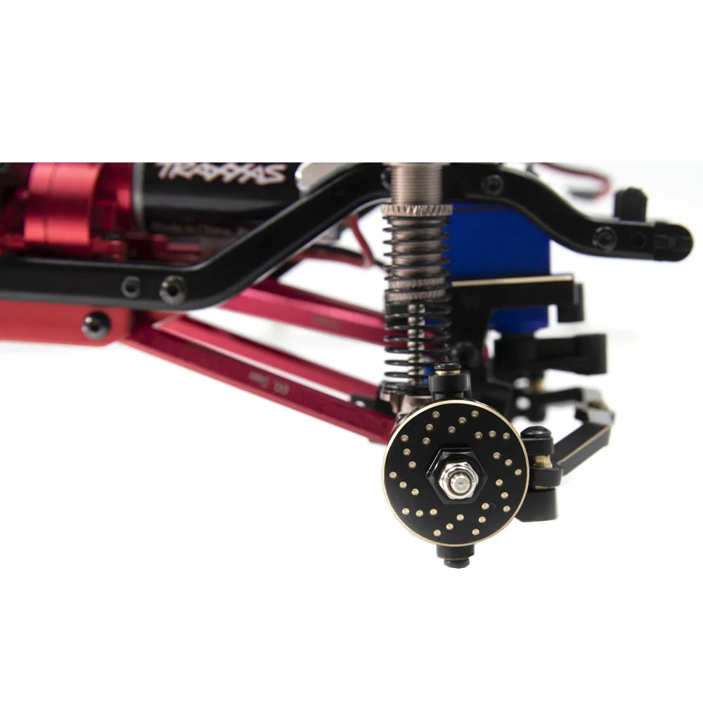 2ชิ้นล้อ AS Roda depan ทองเหลืองอะแดปเตอร์ฮับหกเหลี่ยมดิสก์เบรกถ่วงน้ำหนักสำหรับ TRX4M TRX4-M 1/18รถตีนตะขาบ RC ชิ้นส่วนอัพเกรด