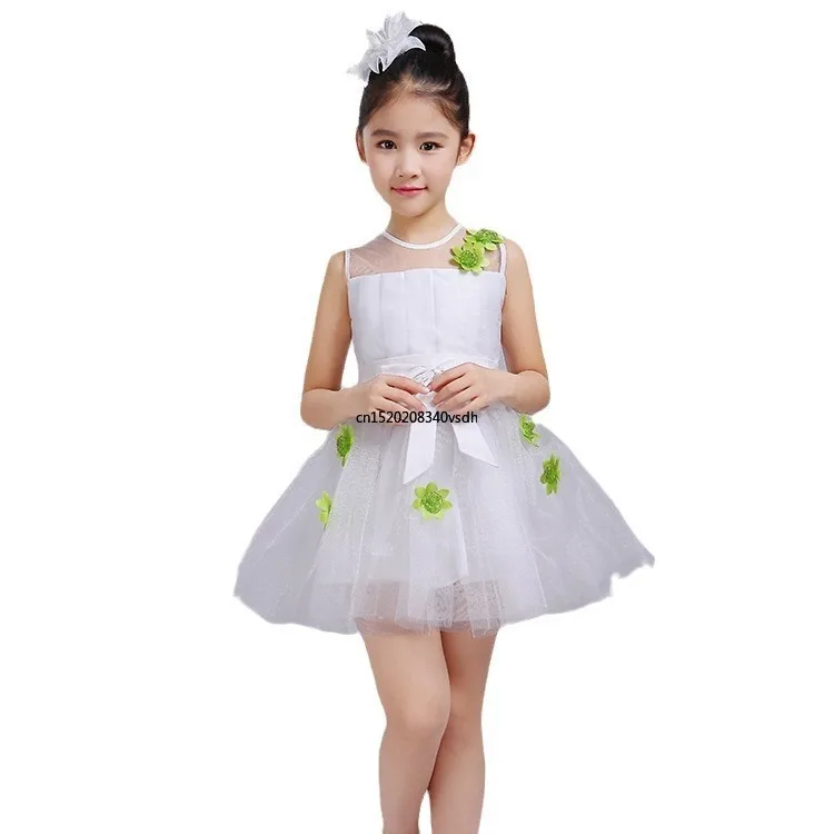 Girls summer Princess gauze dress Children's Day performance dress chorus dress kindergarten sequin dance costume