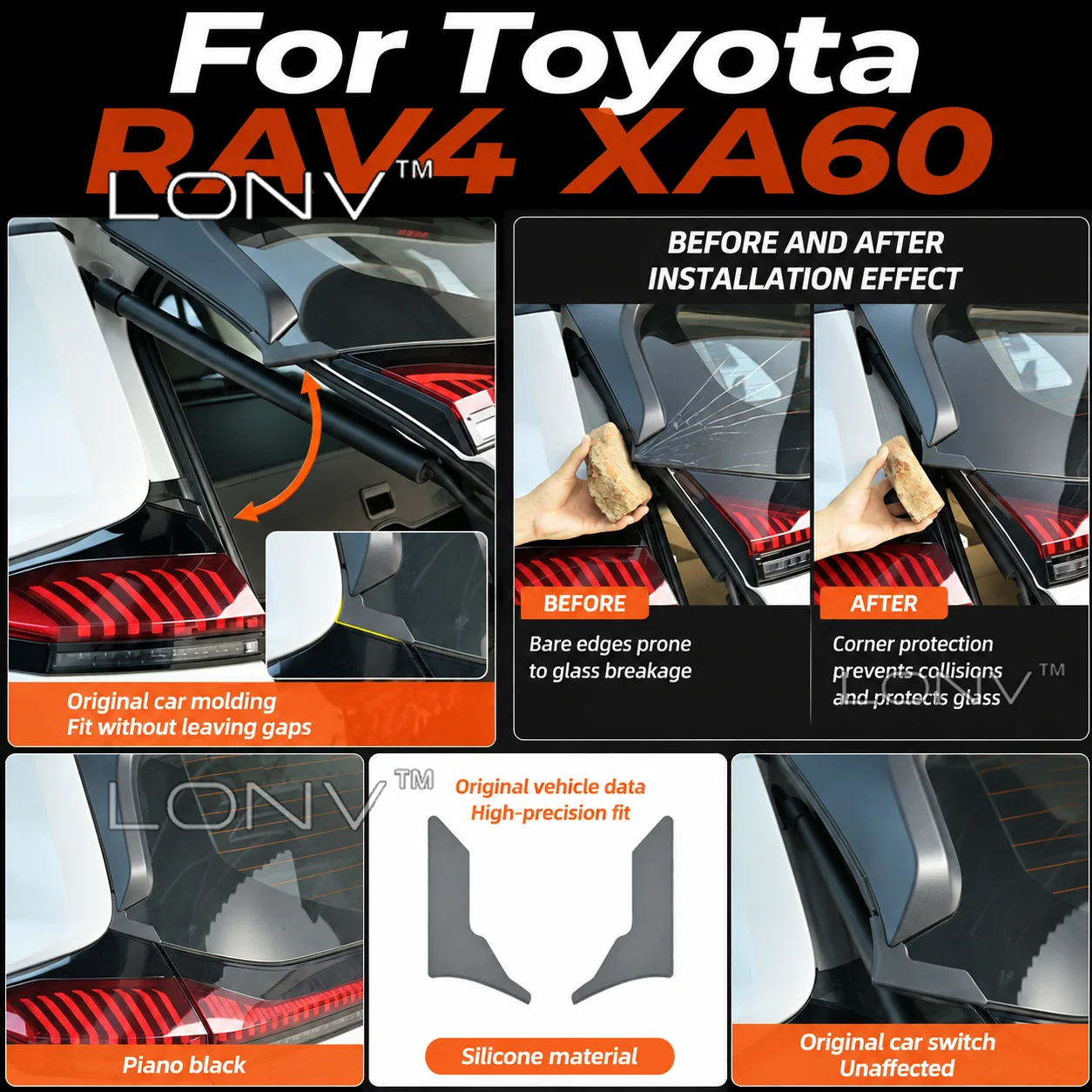 For Toyota RAV4 XA60 2026 2027 Rear Windshield Collision Protection Corner Guard Door Guard Cover Auto Protection Accessories