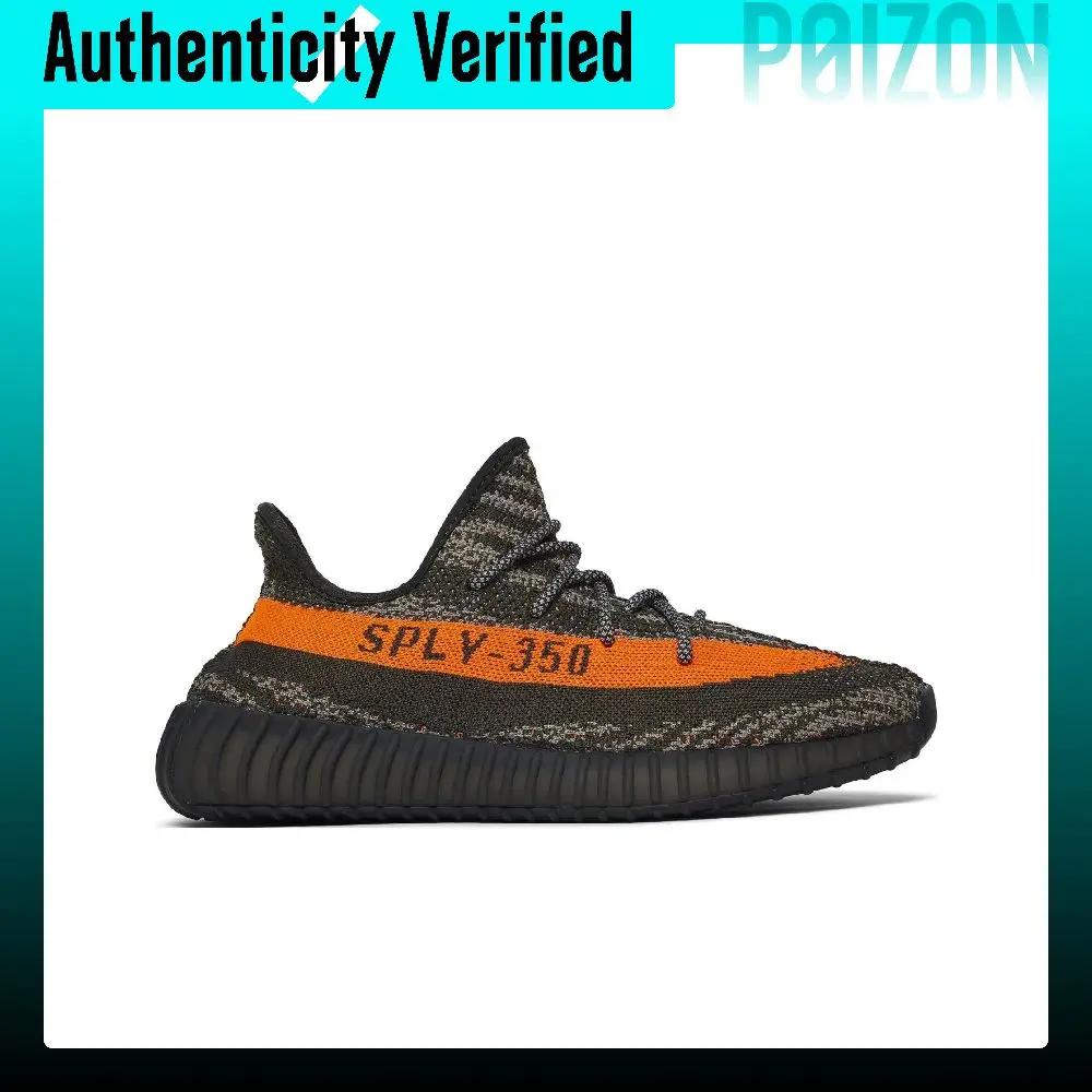 Adidas Originals Yeezy Boost 350 V2 Abrasion Resistant Breathable Low top Casual Shoes Unisex Gray Orange HQ7045 view 3