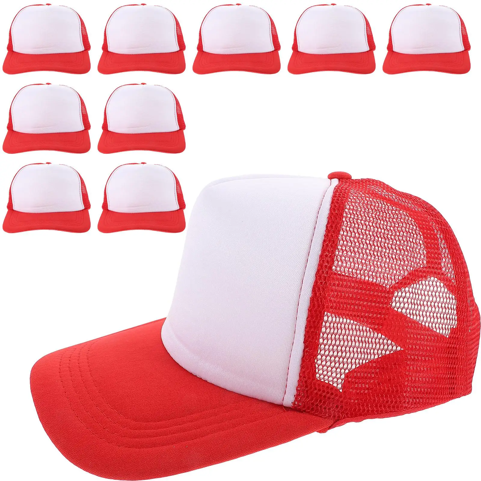 

10 Pcs Sublimation Blank Mesh Baseball Cap Men and Women Hats White Sponge Summer Caps
