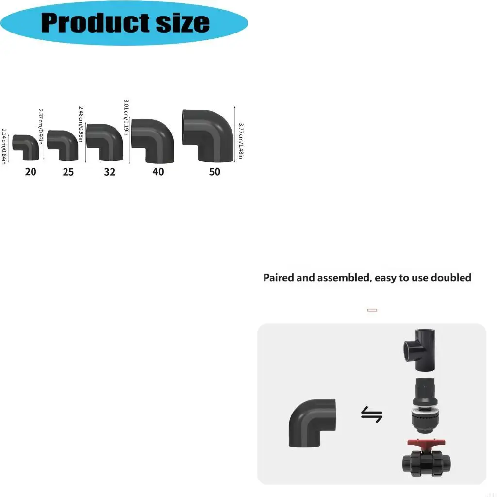 L9BE Aquarium Plumbing Elbow Fittings 20/25/32/40/50mm 90Degree Hard Pipe Connectors