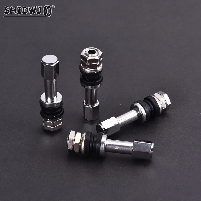 4pcs TR48E Bolt-in Car Tubeless Wheel Tire Valve Stem Dust Cap Cover For Motorcycles Scooter Moped Bicycle Stainless Steel Rims