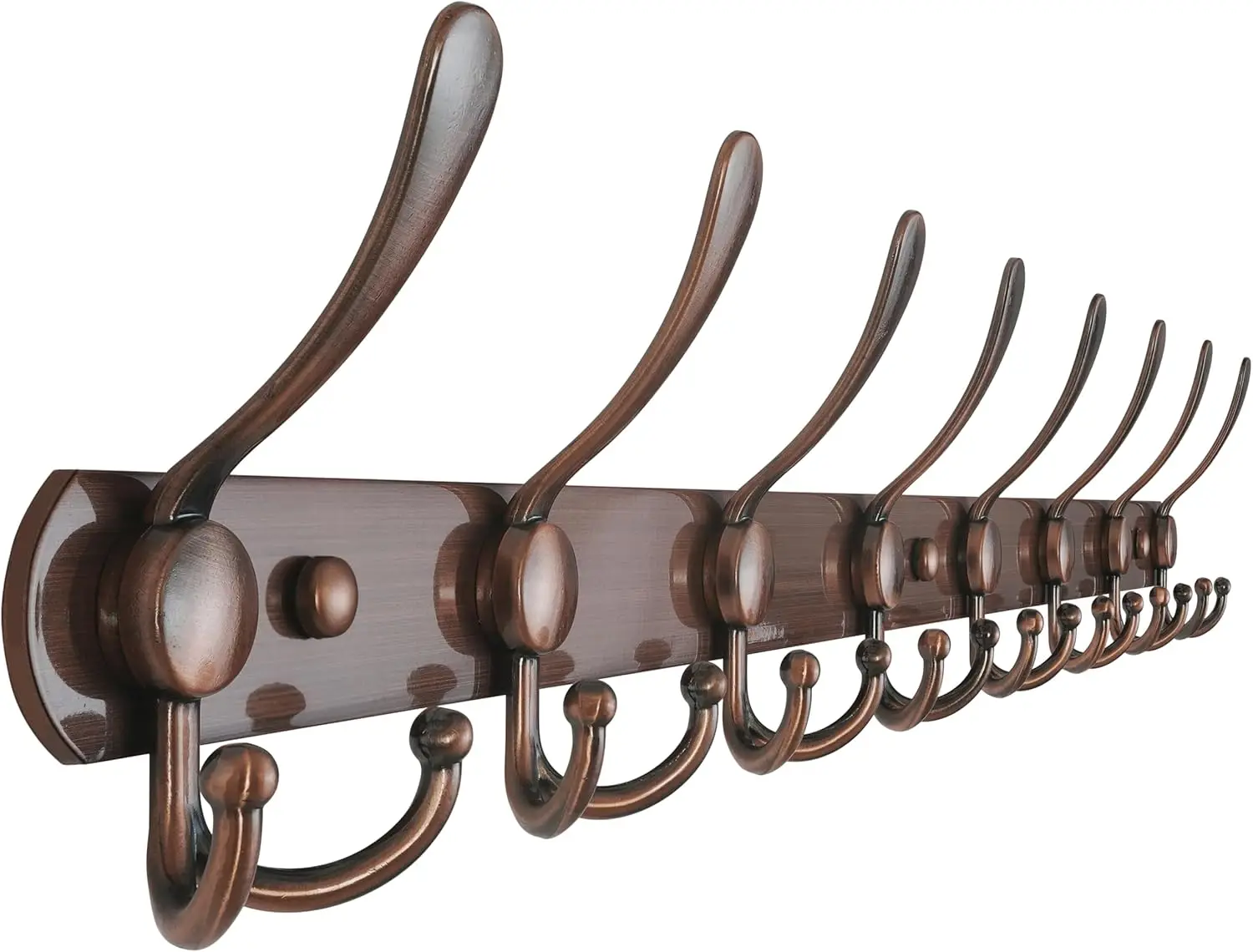 

29.5" Long Wall Mount Coat Rack with 8 Heavy Duty Hooks for Coats, Hats, and Clothing in Red Antique Copper