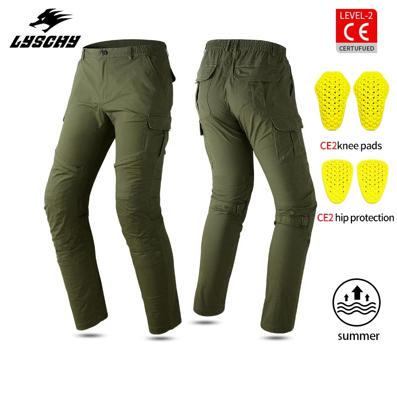 

LYSCHY Men's Summer Four Seasons Wear-resistant CE1/2 Protective Equipment Anti-drop Leisure Slim-fit Motorcycle Riding Pants