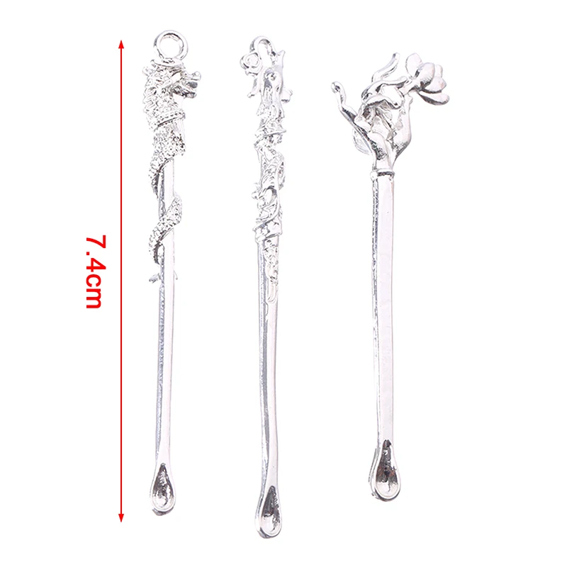 1pc/2pcs Ear Spoons Retro Brass Dragon Portable Ear Cleaning Tool Ear Pick Ear Wax Remover Curette Cleaner Keychain Pendants