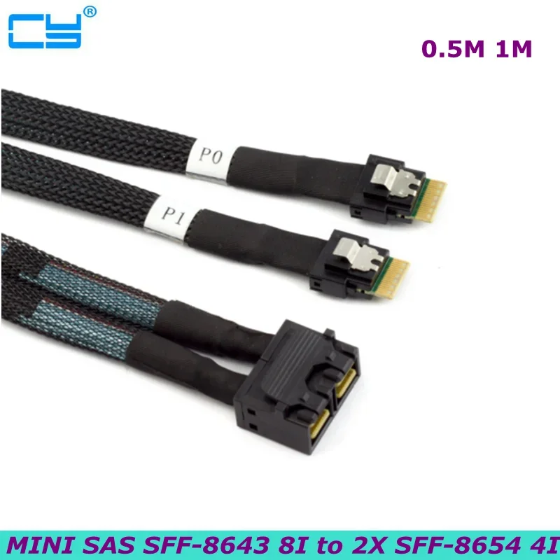 0.5M 1M MINI SAS HD SFF-8643 8I Convert 2X Slimline SAS SFF-8654 4I Server connection cable