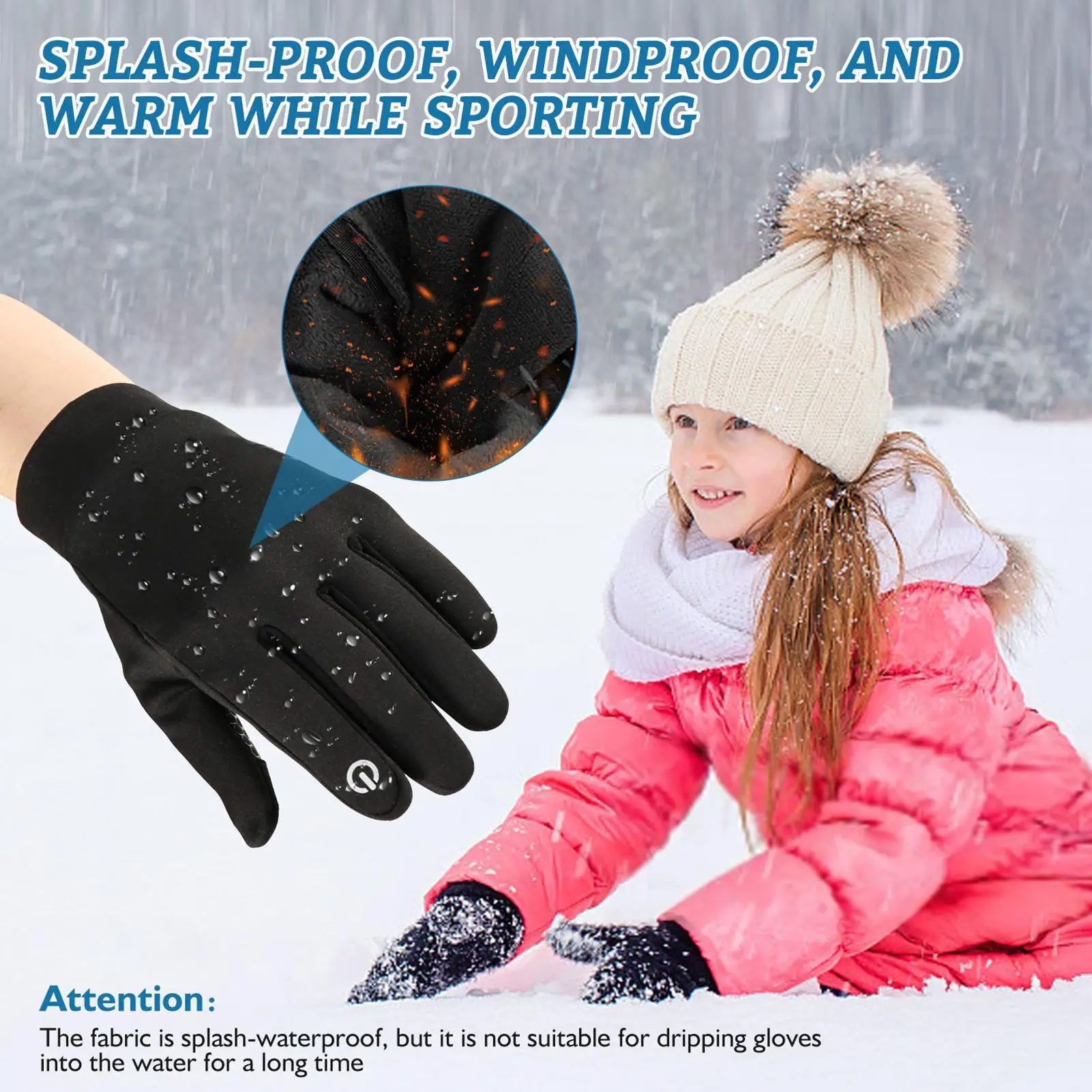 

new Kids Gloves Waterproof Outdoor Full Finger Thermal Gloves Touchscreen Warm Gloves Children Winter Snow Mittens