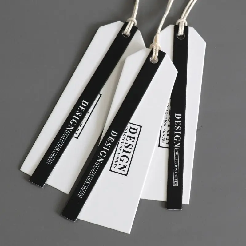 Universal Hanging Tag for Clothing Store, Customized Logo, Rectangle Printing Label with String, Women\'s Clothes, Price and Size