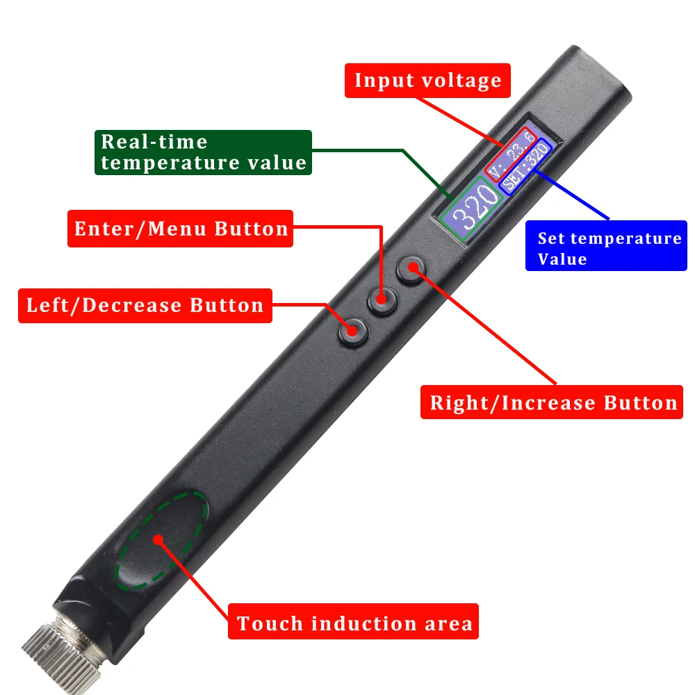 Imagem -02 - Mini Ferro de Solda Digital Oled Ferramenta de Estação de Solda Elétrica Usb tipo c pd 65w Temperatura Ajustável T12