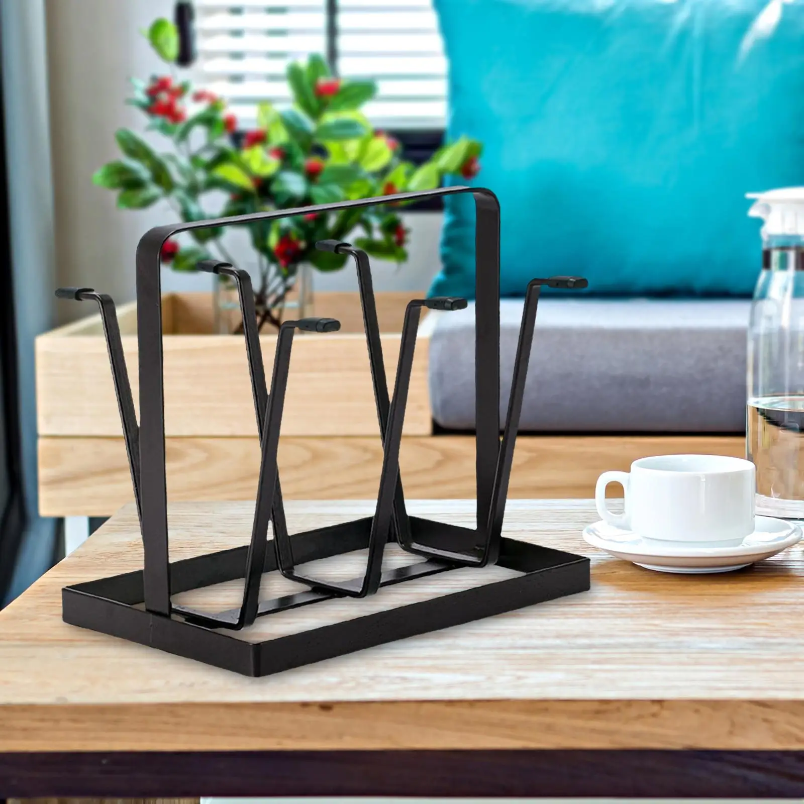 

Kitchen Cup Holder Stand Stainless Steel Mug Drying Rack Organizer Glass Bottle Shelf Compact Design for Home Display