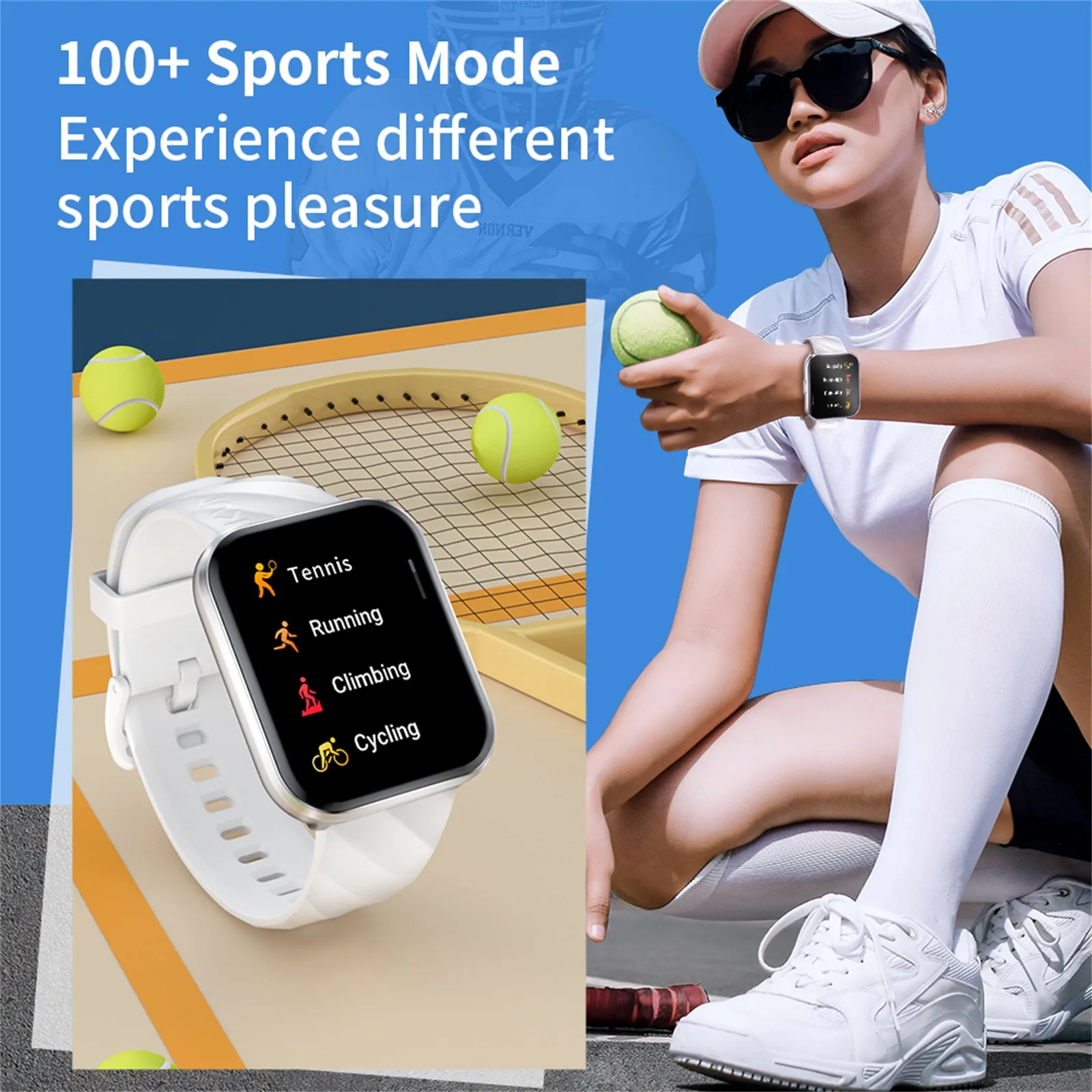 Fashion Smartwatch 1.96 Inch Full Screen Android Bluetooth Call Waterproof Smart Watches Heart Rate Blood Oxygen Fitness Watches