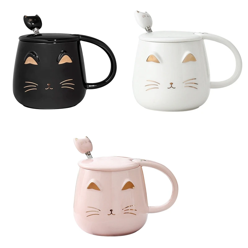 Cat Mug Cute Kitty Mug Novelty Coffee Mug Cup With Stainless Steel Spoon Gifts For Women Wife Mum Friend Teacher