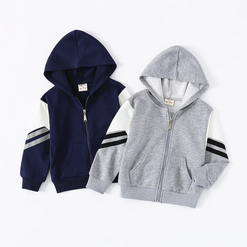 2024 Kids' Wear: Boys' Hooded Sweatshirt with Zipper Children's Casual Hoodie Jacket Fashionable Color Block Design, Ages 3-8