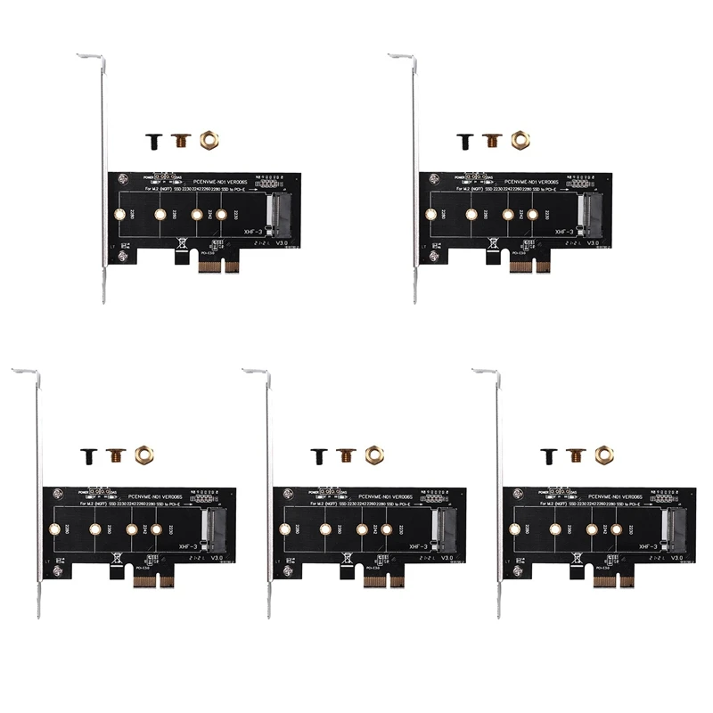 5X Add On Cards PCIE To M2 Adapter PCI Express 3.0 X1 To NVME SSD M2 PCIE Raiser Adapter Support 2230 2242 2260 M.2 SSD