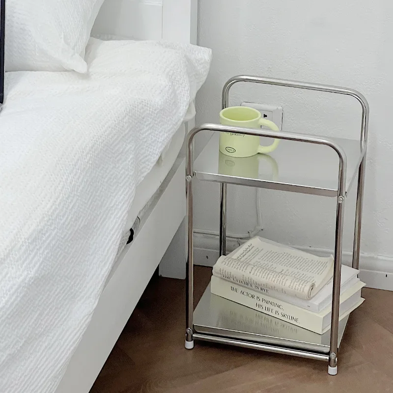 Modern Minimalist Wooden Nightstand with 2 Drawers Space Saving Bedside Table for Bedroom Living Room