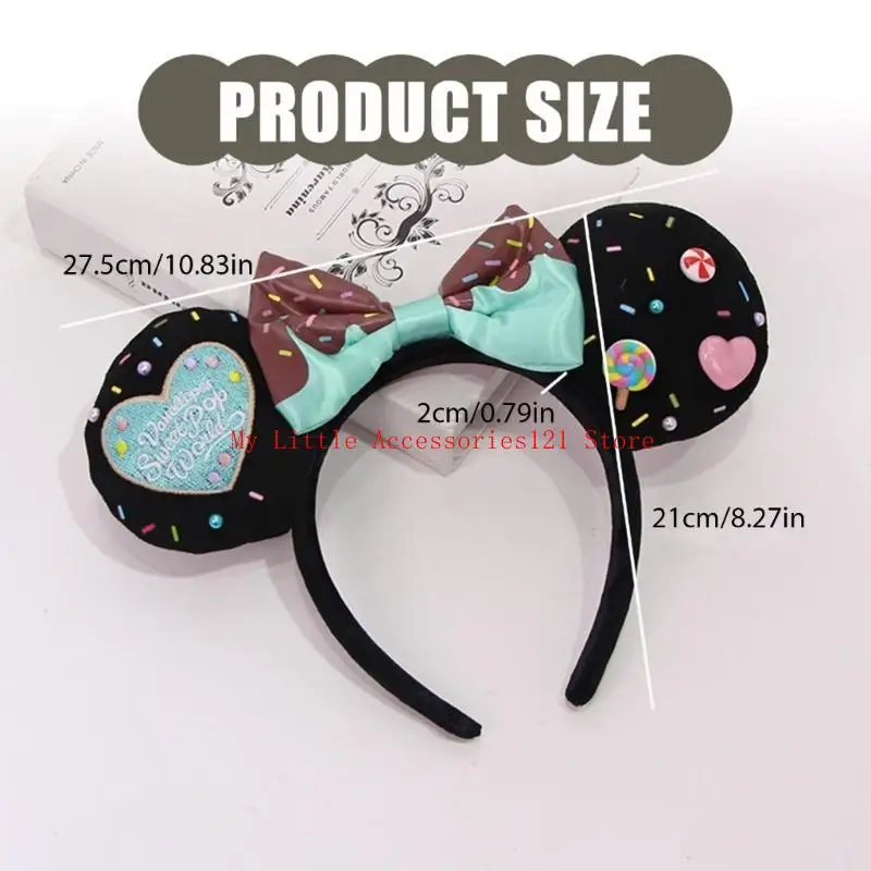 Teste per le orecchie del mouse elastico con ricami dettagliati per feste tema Accessori per costumi familiari