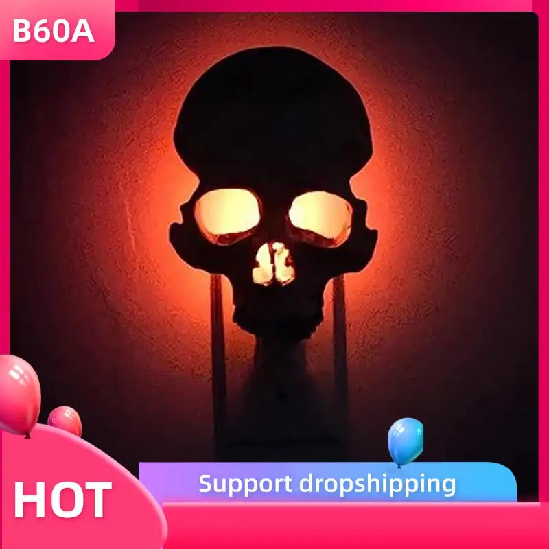 

B60A 1 PCS Halloween Skull Night Light Horror Lamp Gothic Skull Night Lamp Skeleton Lamp Plug Into Wall Decorative Gothic US Plu