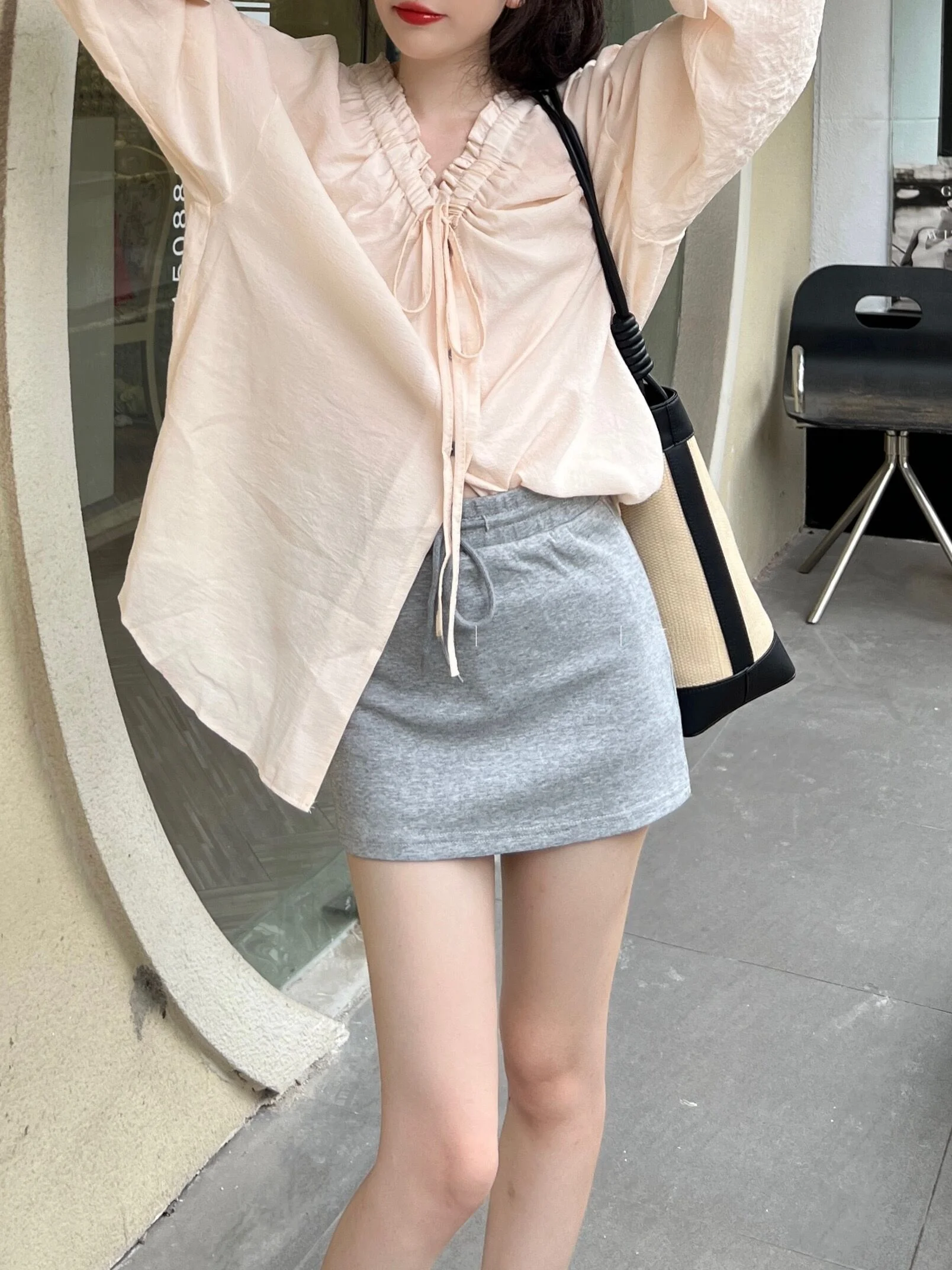 

Юбка А-силуэта с высокой талией, женская, спортивная, с завязками, непрозрачная, облегающая, в стиле «сладко-пикантная девушка», летняя, новая, длиной до щиколотки...