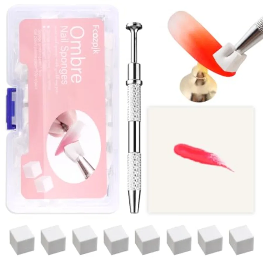 Fcozpjk 150Pcs Soft Nail Sponges for Ombre Mini Nail Art Sponges With Grabbing Pen Aura Nail Gradient Brush for Gel Nail Polish