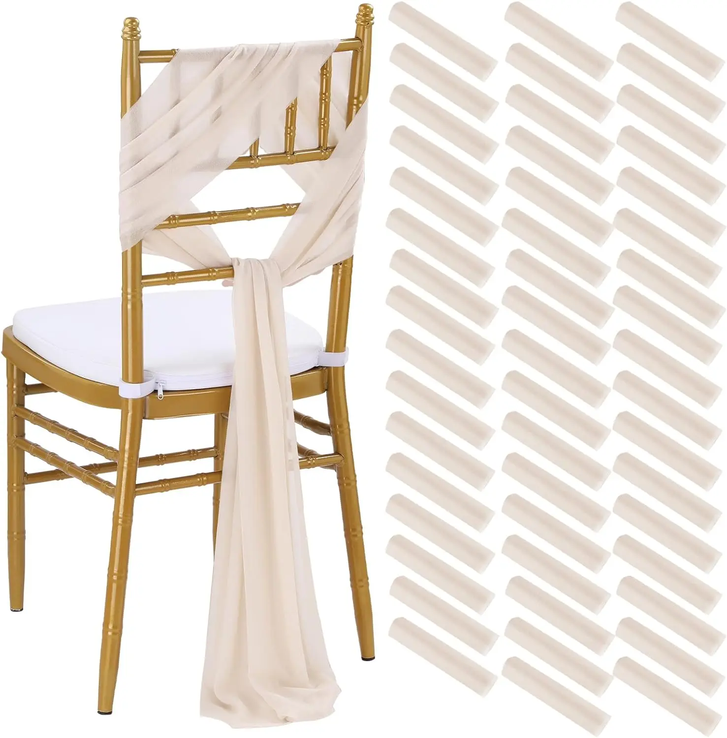 

80Pcs-8ft Chair Sashes for Wedding,Chair Sashes Decor for Weddings,Dining Birthday Party Background Wall Decor,Home Decor,Champa