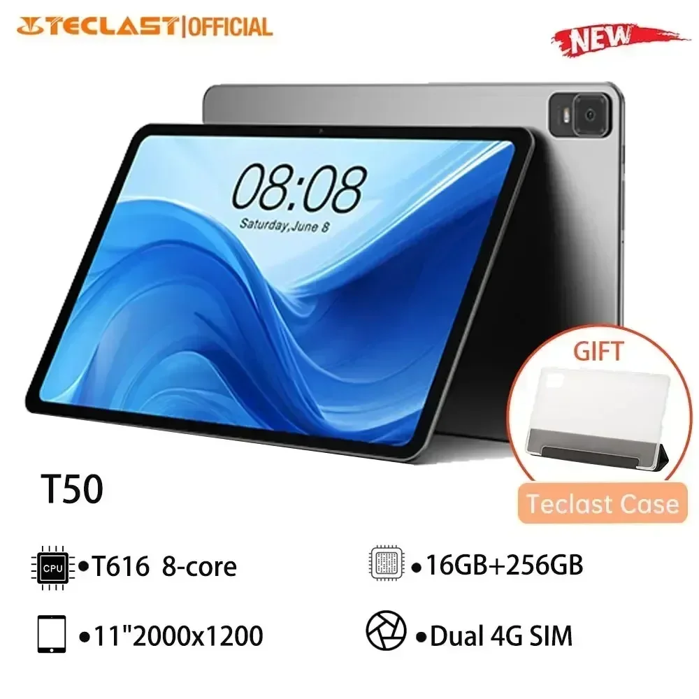 Teclast T50 Tablet 11'' 2K Screen 16GB RAM 256GB ROM Unisoc T616 Octa Core Android13 Widevine L1 20MP Camera 4G LTE Call