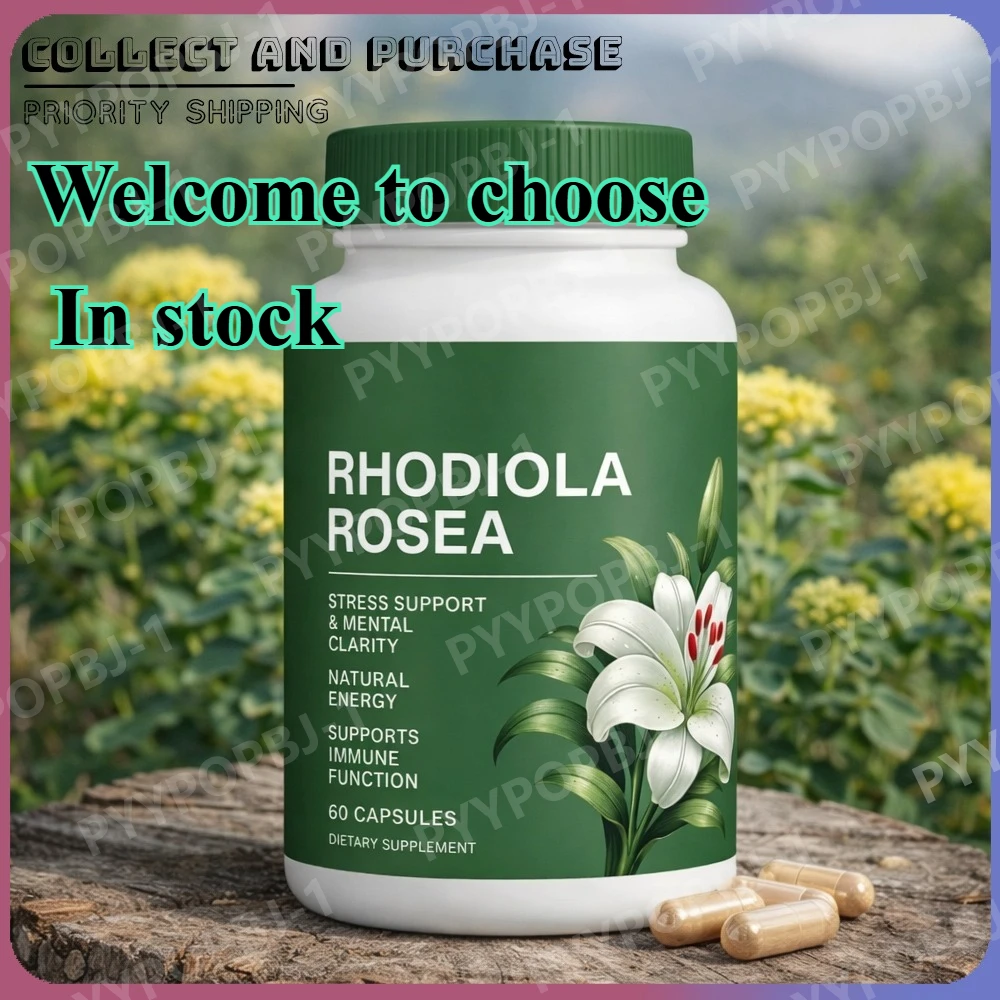 500mg Rhodiola Rosea Capsules Natural Herbaceous Plants Supplement for Daily Stress Support & Energy Balance 60 Count Per Bottle