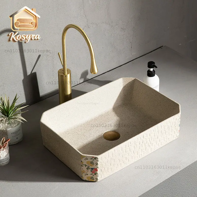 

Art Chinese-style countertop basin Outdoor wash basin Household ceramic balcony Bathroom Wash basin Wabi Sansan washbasin