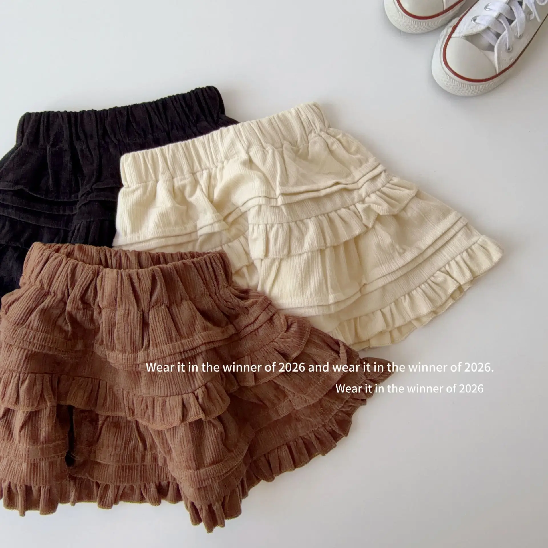 2026 Girls Sweet Ballet Style Short Skirt with Ruffled Edges and High Waist A-line Fluffy Skirt Cake Skirt