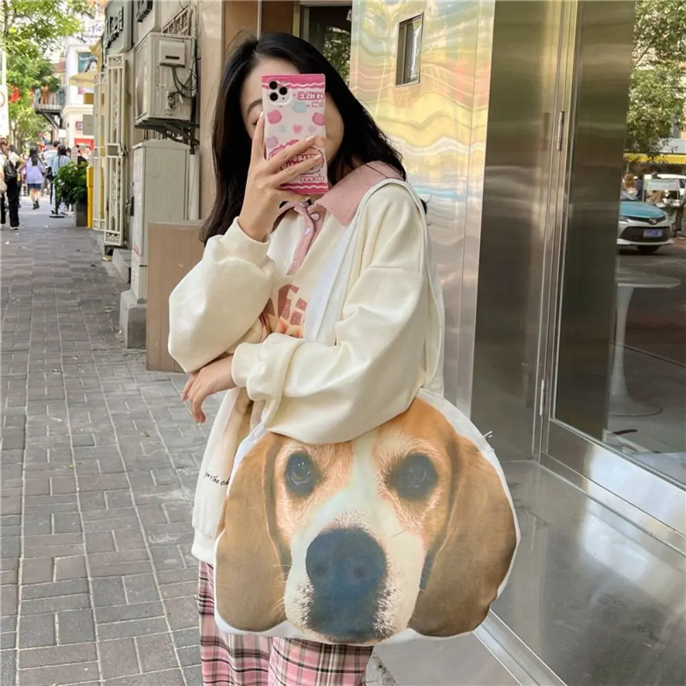 

Trendy Underarm Bag Puppy Shoulder Bag Shopping Bag Canvas Cute Beagle Bag Large Capacity Funny Dog Handbag Women