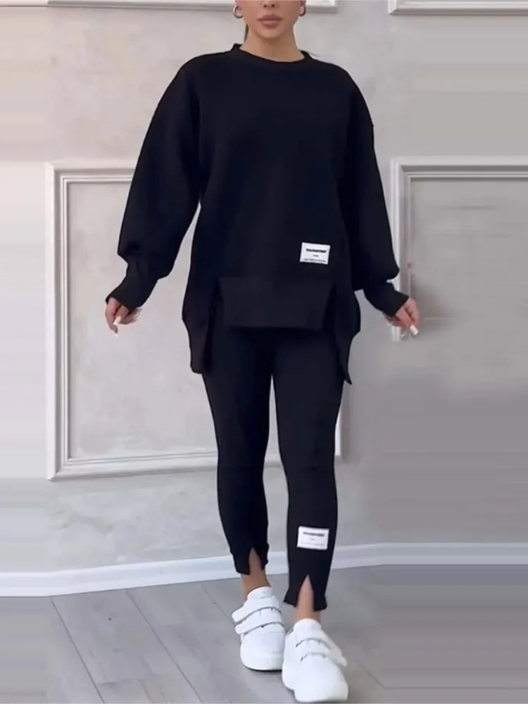 Women's Suit Sports 2piece Set New Women's Fashion Casual Sweatshirt + Trousers Cover Autumn Winter O Neck Long-sleeved Hoodie