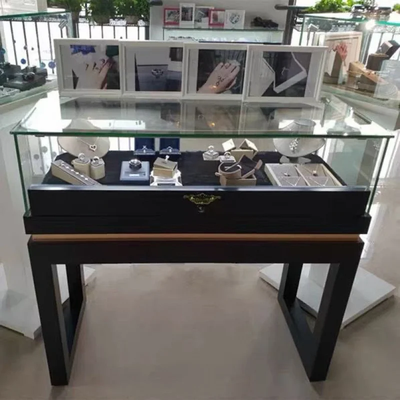 

Jewelry Display Cabinet Retro Solid Wood Jewelry Antique Jade Museum Exhibition Hall Souvenir Counter