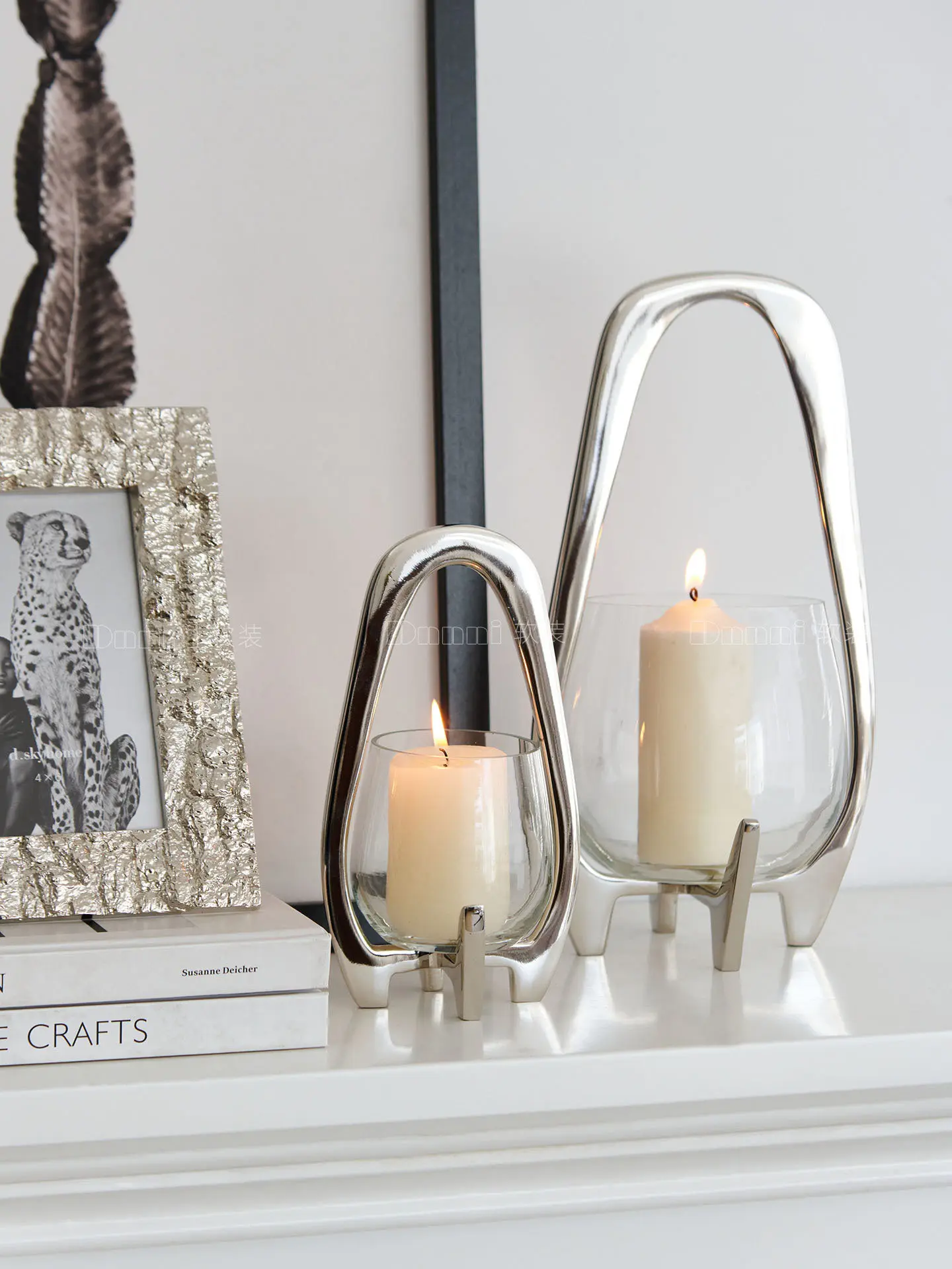 Silver Lantern Candlestick Living Room Restaurant Hotel Clubhouse High-end Model Room Light