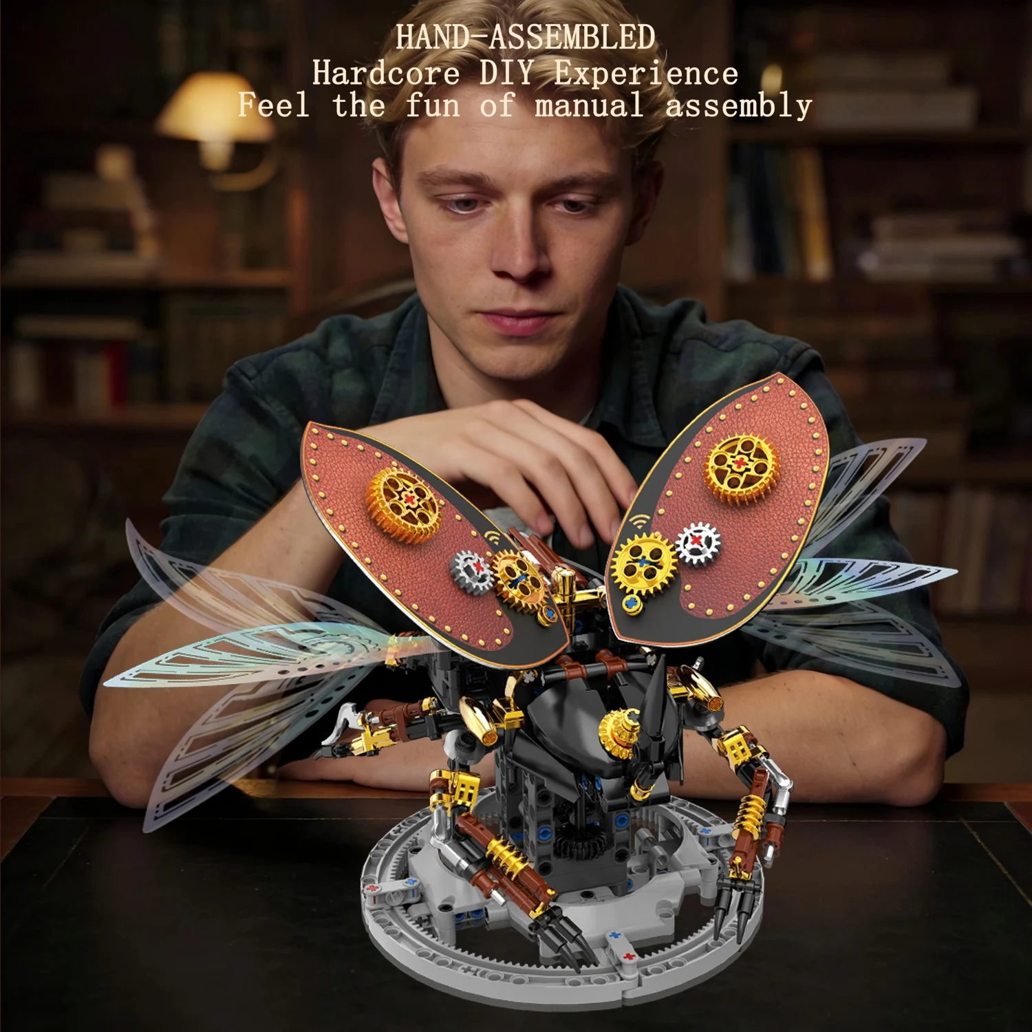 

Конструктор-насекомое с двигателем V8, USB-зарядкой, движущимся крылом, подвижной головой и ножками, размер 4,9 мм, 628 деталей