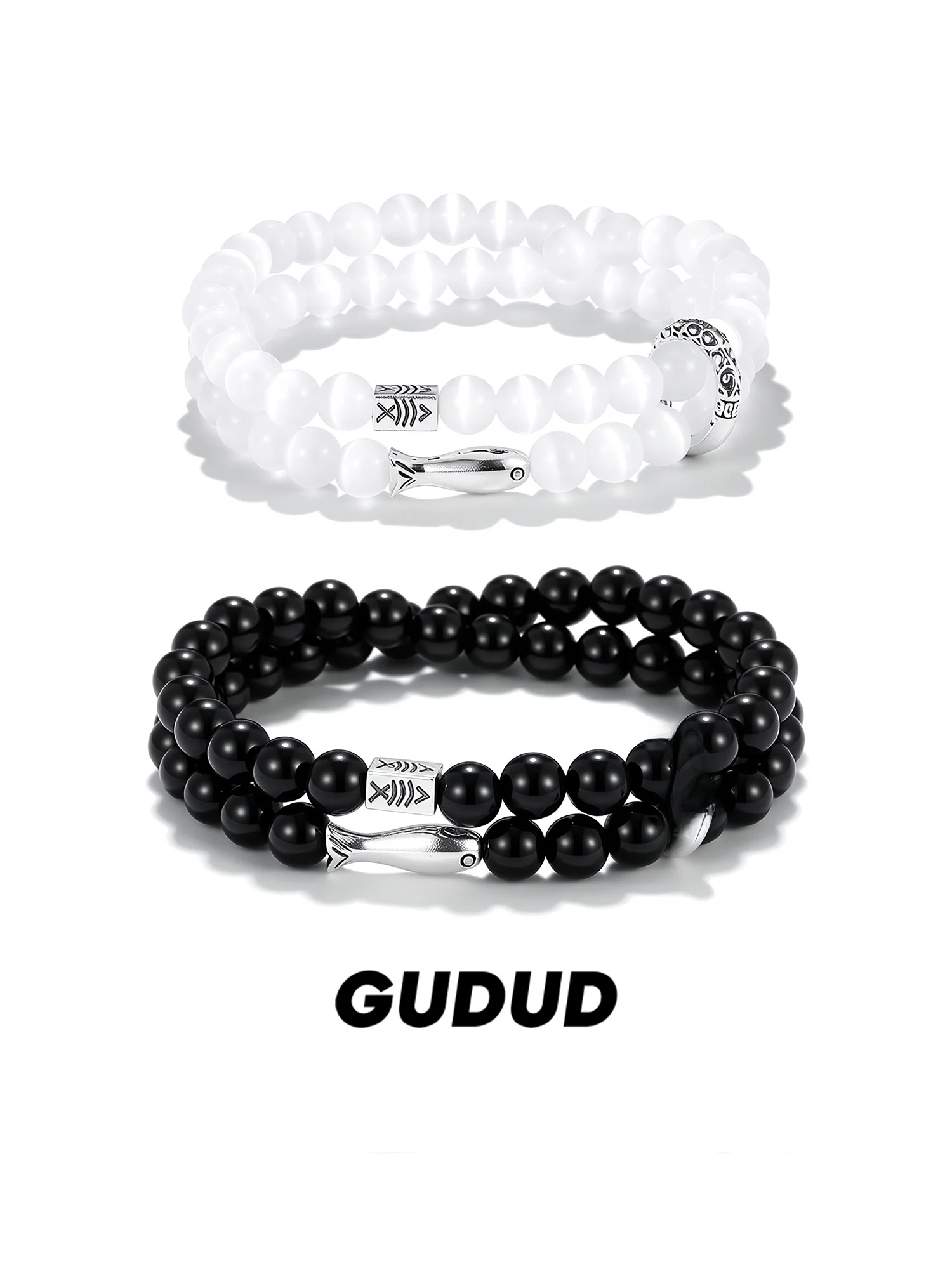 couple's-black-obsidian-bracelets-999-safe-buckle-lucky-carp-design-advanced-feeling-boyfriend-jewelry-fashion-accessories