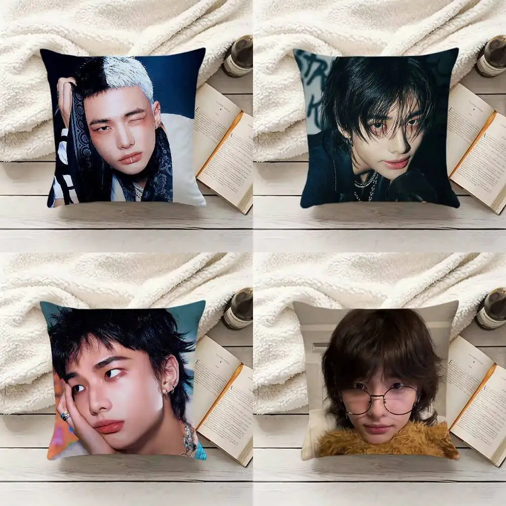 

H-Hyunjin Pillow Case Living Room Sofa Cushion Cover Suitable For Home Bedroom Room Decoration