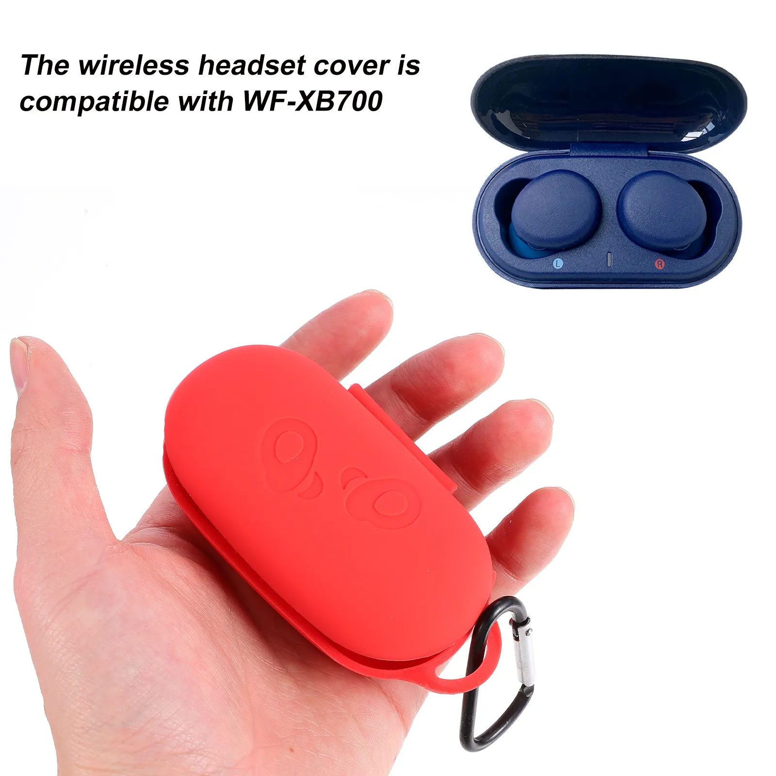 Wireless Headphone Case Silicone Protective Shell Compatible with Wf-Xb700 Lightweight Portable Carabiner Clip for Belt Backpack