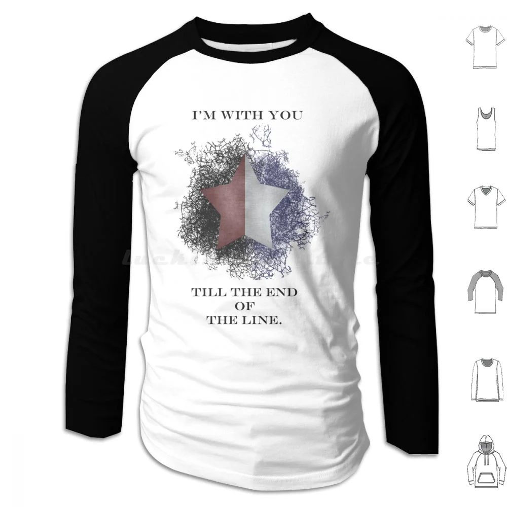 I _ M With You Till The End Of The Line Fitted V-Neck Hoodie cotton Long Sleeve Bucky Barnes Bucky Barnes 90 S Stan