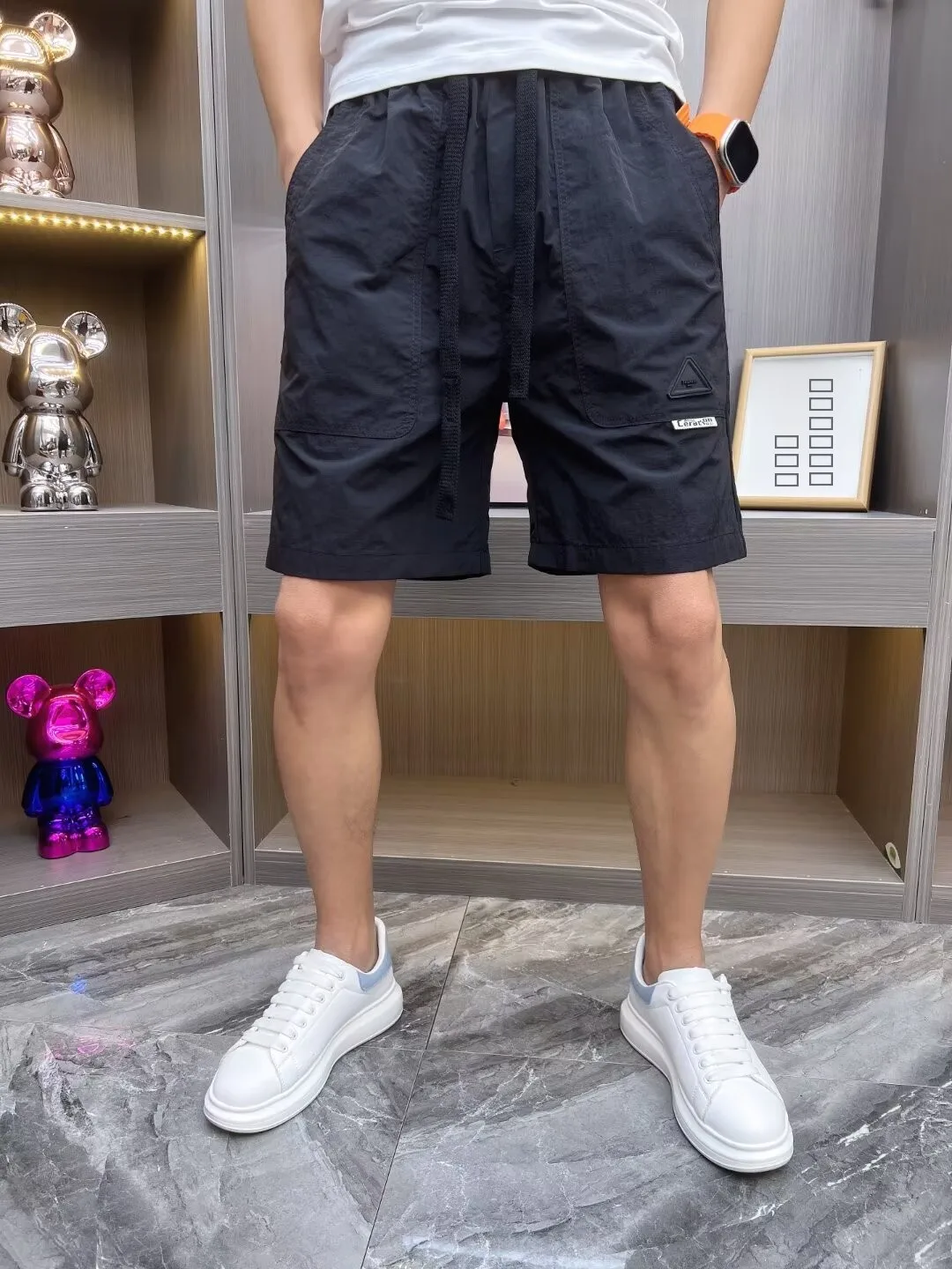 

Летние мужские спортивные брюки больших размеров, быстросохнущие, свободного кроя, средней длины, для работы и повседневной носки