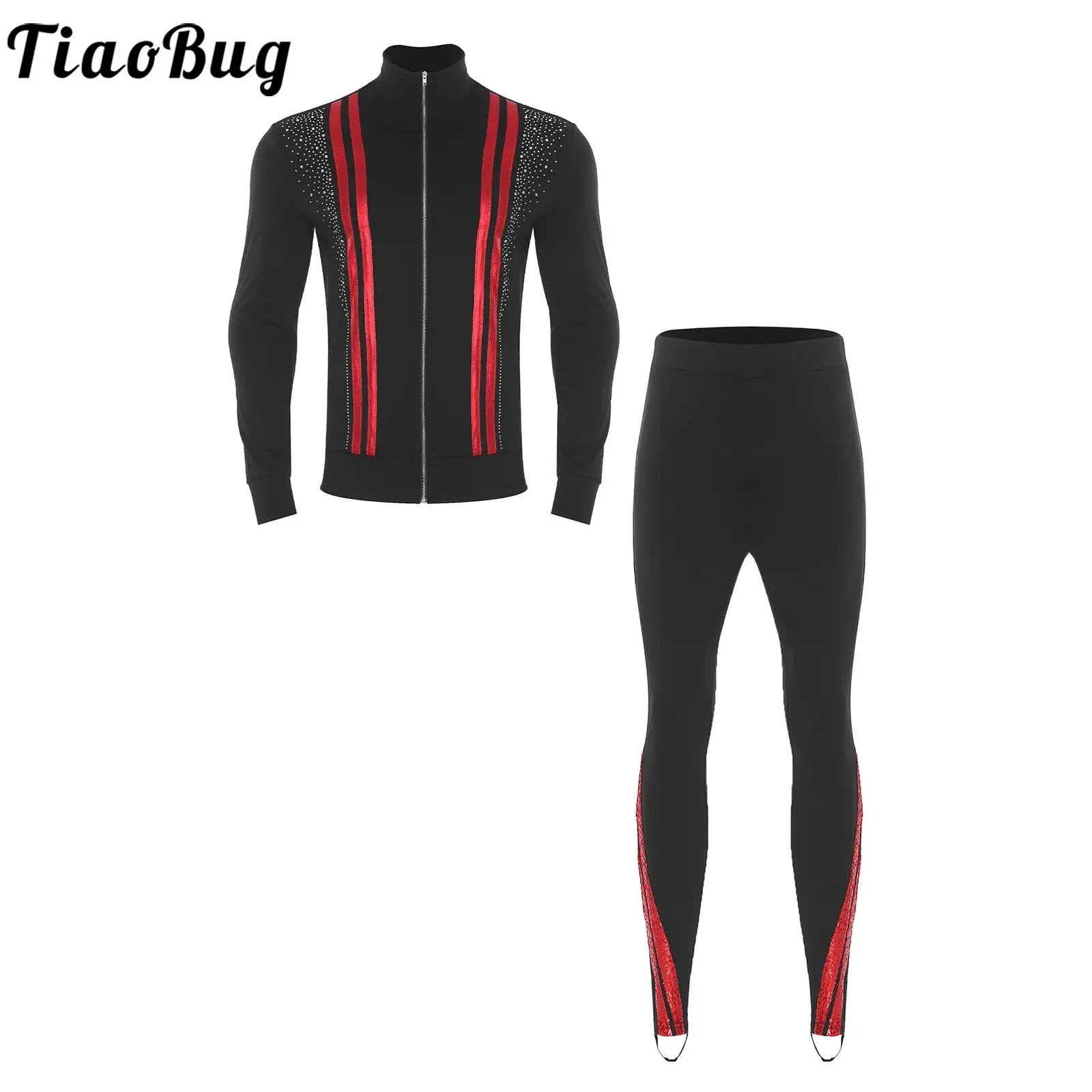 

Skating Dance Costume for Men Rhythmic Gymnastic Ballet Latin Dancewear Outfits Shirts And Leggings Workout Sport Dancewear Sets