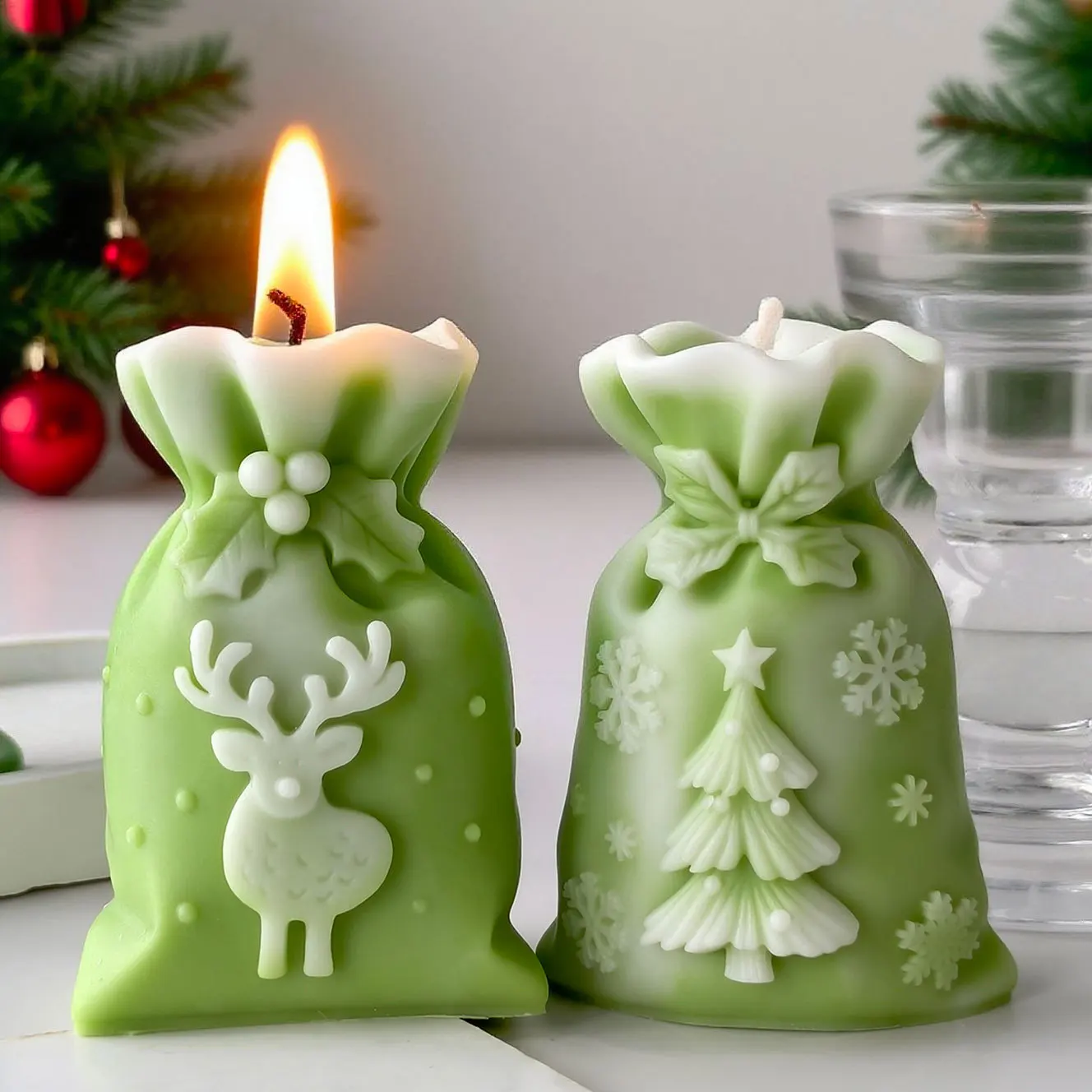 Weihnachten Geschenk Tasche Kerze Silikon Form DIY Weihnachten Dekor handgemachte Aroma Wachs Handwerk Urlaub Home Dekoration