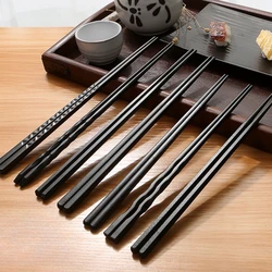 Japanese Sushi Chopsticks Set 2/10pcs PPS Alloy Tip Chopsticks High Temperature Resistant Black Tableware Kitchen Accessories