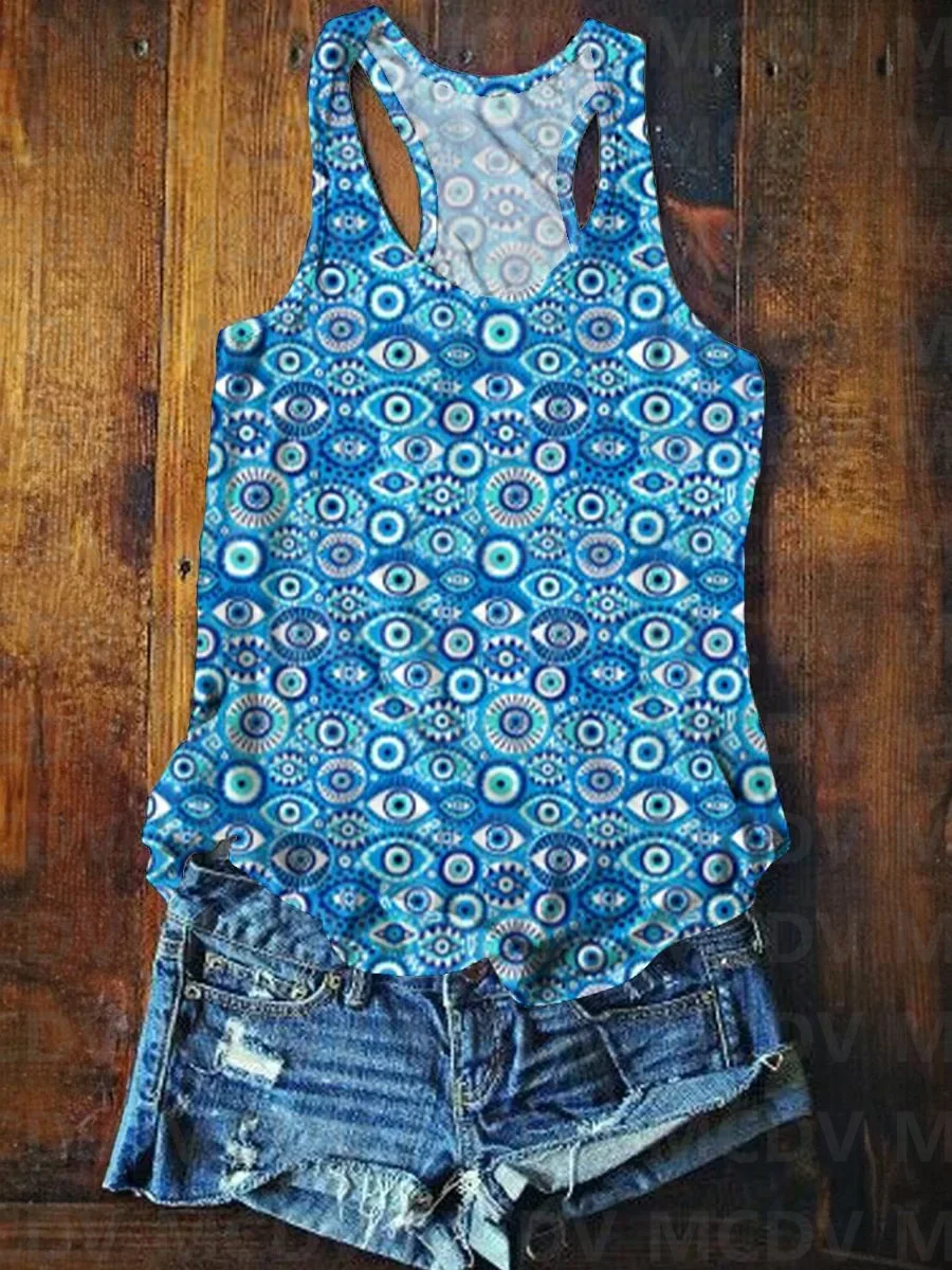Damesjack Met Vintage Print En Losse Casual Topjas Zomer Sexy Tanktop