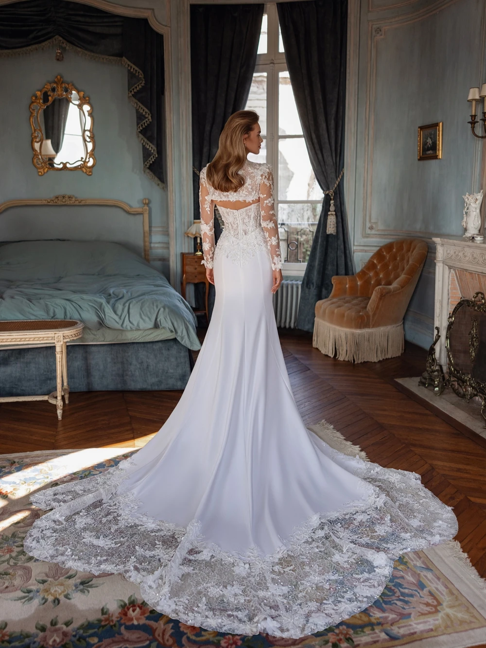 Detachable Sleeve Beaded Appliques Wedding Dress Dreamy 3D Flower Mermaid Long Bridal Gown Customized Graceful Dresses For Bride
