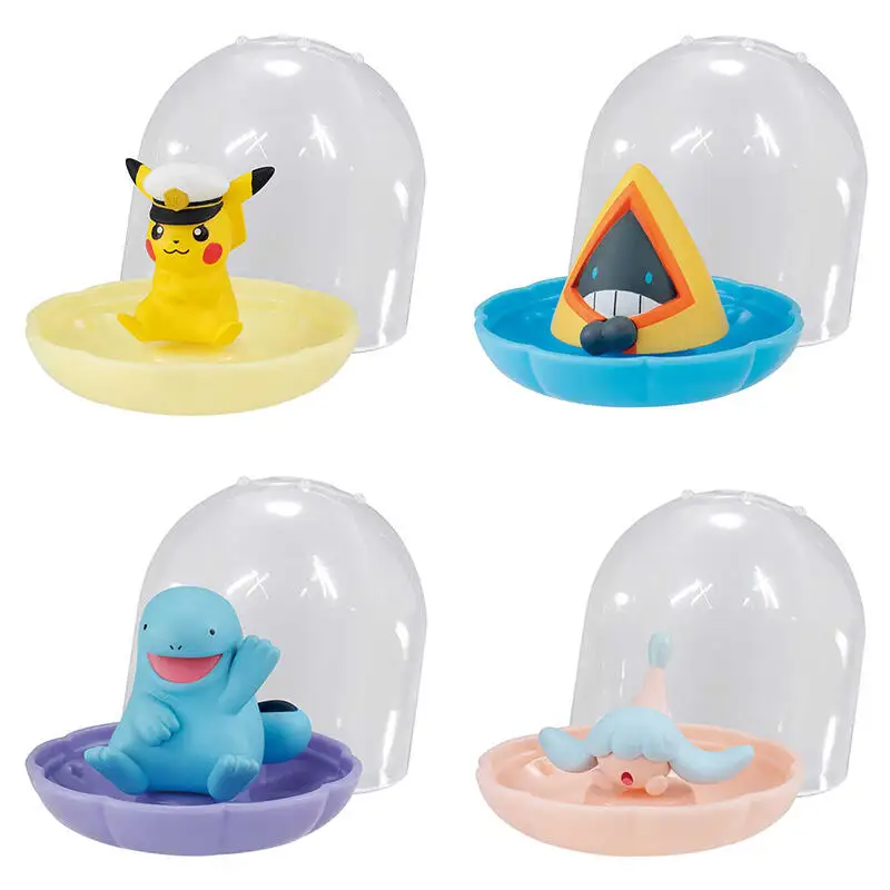 4 pçs/set genuíno bandai pokemon caixa de armazenamento de jóias 08 ovo torcido pikachu anime figura de ação modelo brinquedos presente para o aniversário