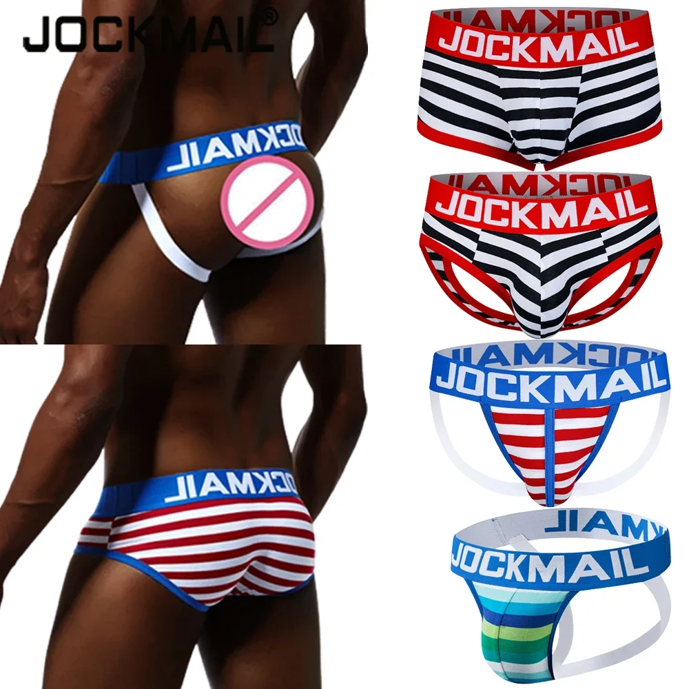 CKMACanon-Jockstrap à rayures pour hommes, sous-vêtements sexy, culotte en coton, dos nu, ouvert, zones me Slip, Gay Penis Powder Underpant