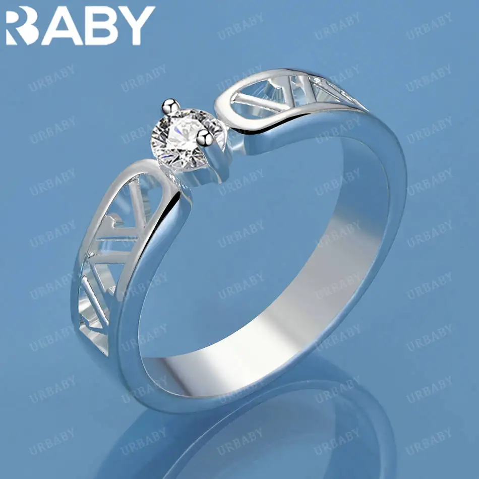 

URBABY 925 Sterling Silver Size 7-10 Contract Zircons Ring For Women Men Grace Jewelry Trend Fashionable Birthday Party Gifts