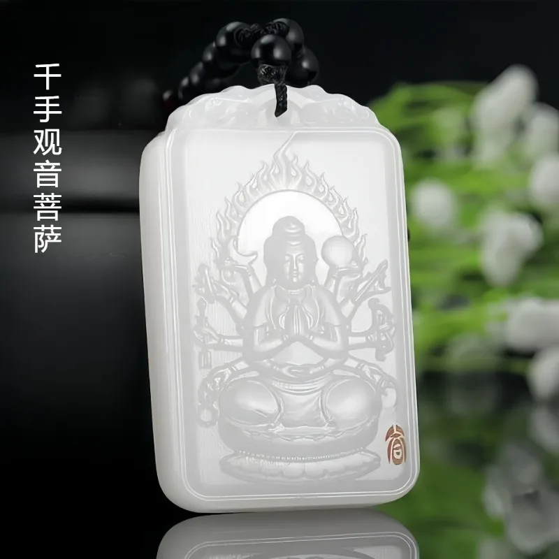 

Новый браслет из белого нефрита в этническом стиле, подходит для повседневной носки и в качестве кулона.