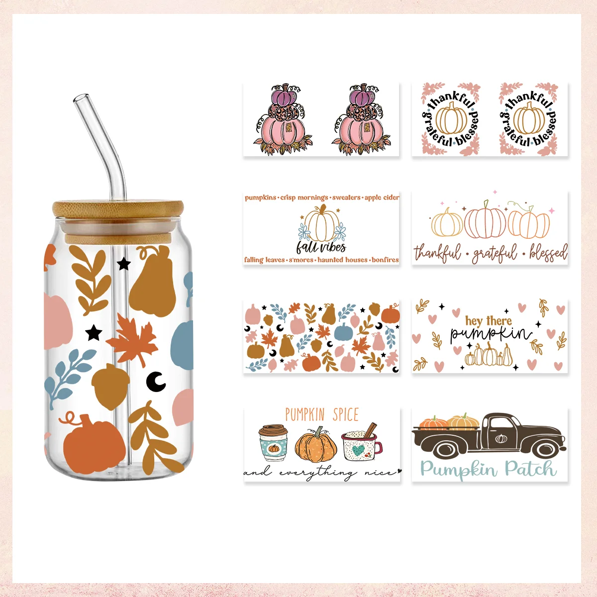 

Fall Glass Can Wrap 16oz beer can glass Pumpkin Libbey can wrap pumpkin spice fall autumn pumpkin pie